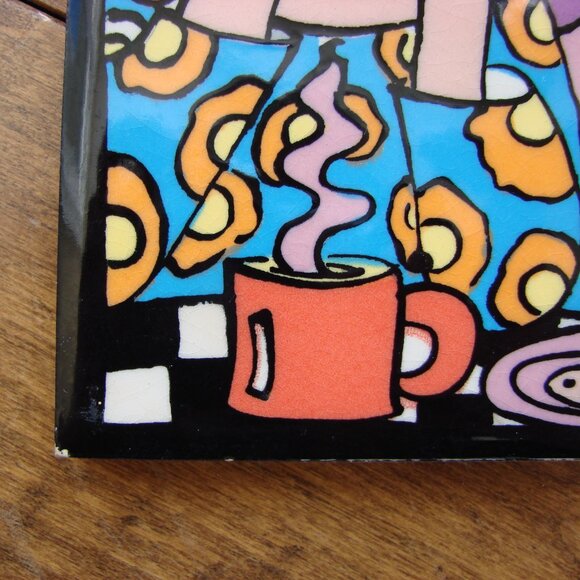 Trivet Ceramic Tile Hot Plate Cork Ladies Coffee Cookies - Picture 5 of 6